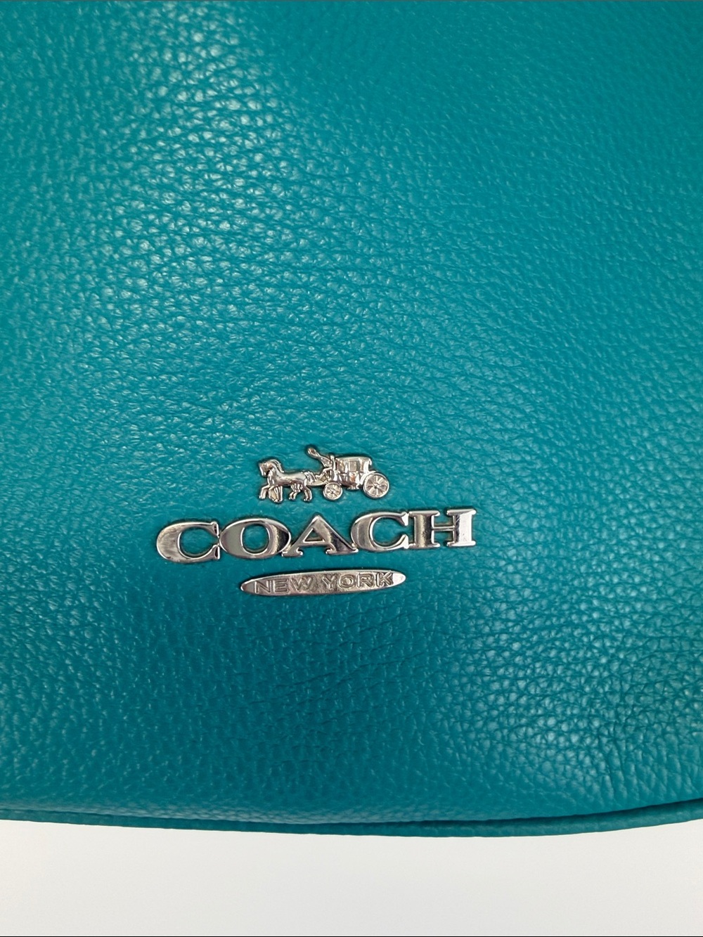 Coach Mara Teal Pebble Leather Hobo Crossbody Bag Wristlet Strap CI790 - Picture 2 of 11